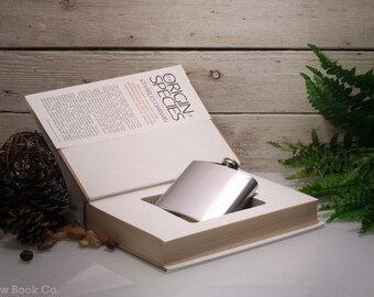 Hollow Book Safe and Whiskey Hip Flask - Origin of Species (CHARLES DARWIN)