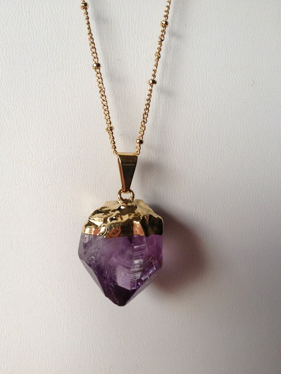 Amethyst long necklace raw amethyst necklace by MaimodaJewelry
