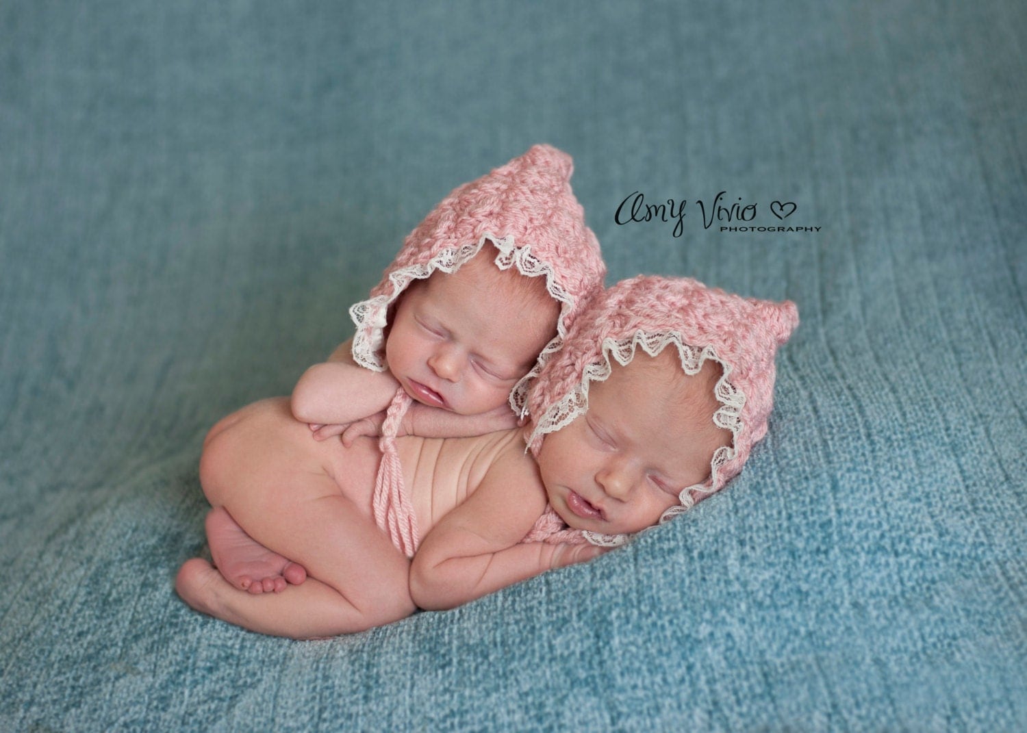 twins crochet for gifts Newborn Bonnets / cherlynnehandmade Pink Girls Twin Hats Pixie by