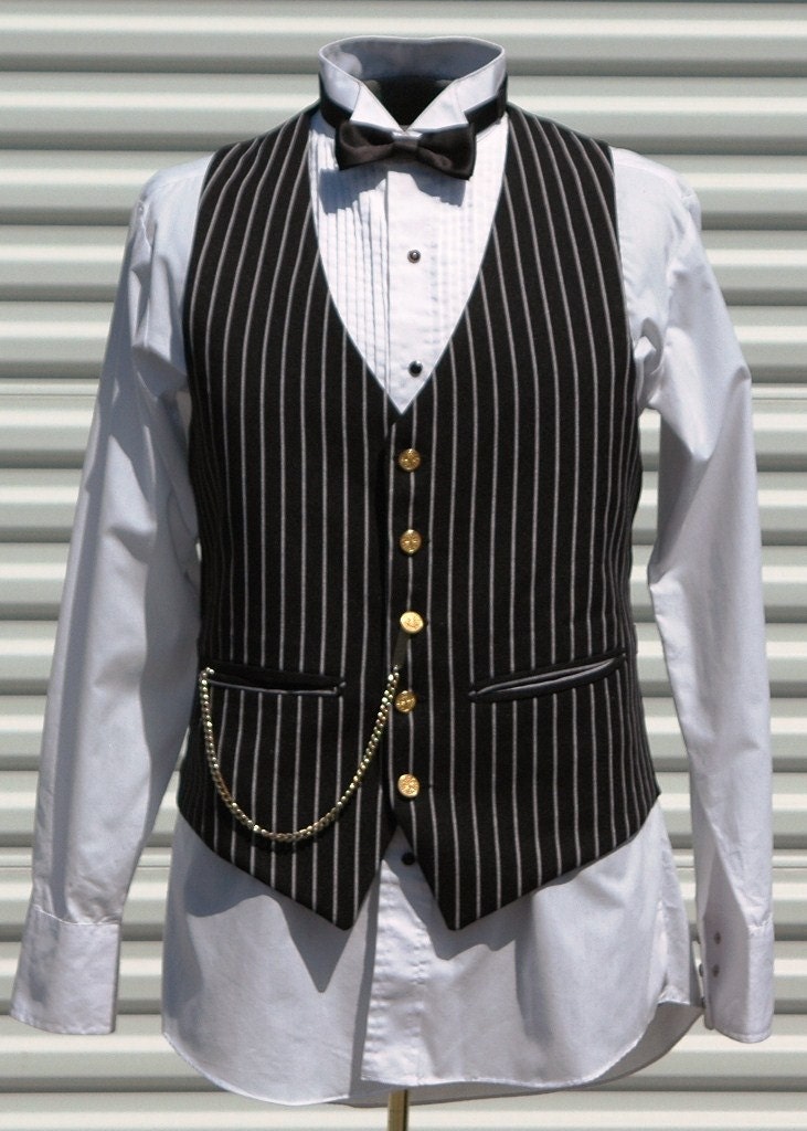 mens black and white pinstriped shirt