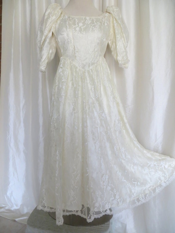 Vintage Gunne Sax 80s wedding prom dress size XS S white lace