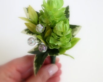 Faux Wedding Boutonniere - Anniversary Boutonniere - Prom Boutonniere - Lime Green Hops Boutonniere