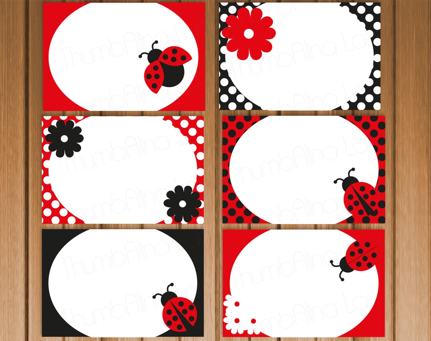 ladybug printable folding buffet cards instant download
