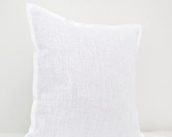 White linen pillow cover - white pillow - White decorative pillow - linen pillow cover white - custom size pillow - euro shams 0026