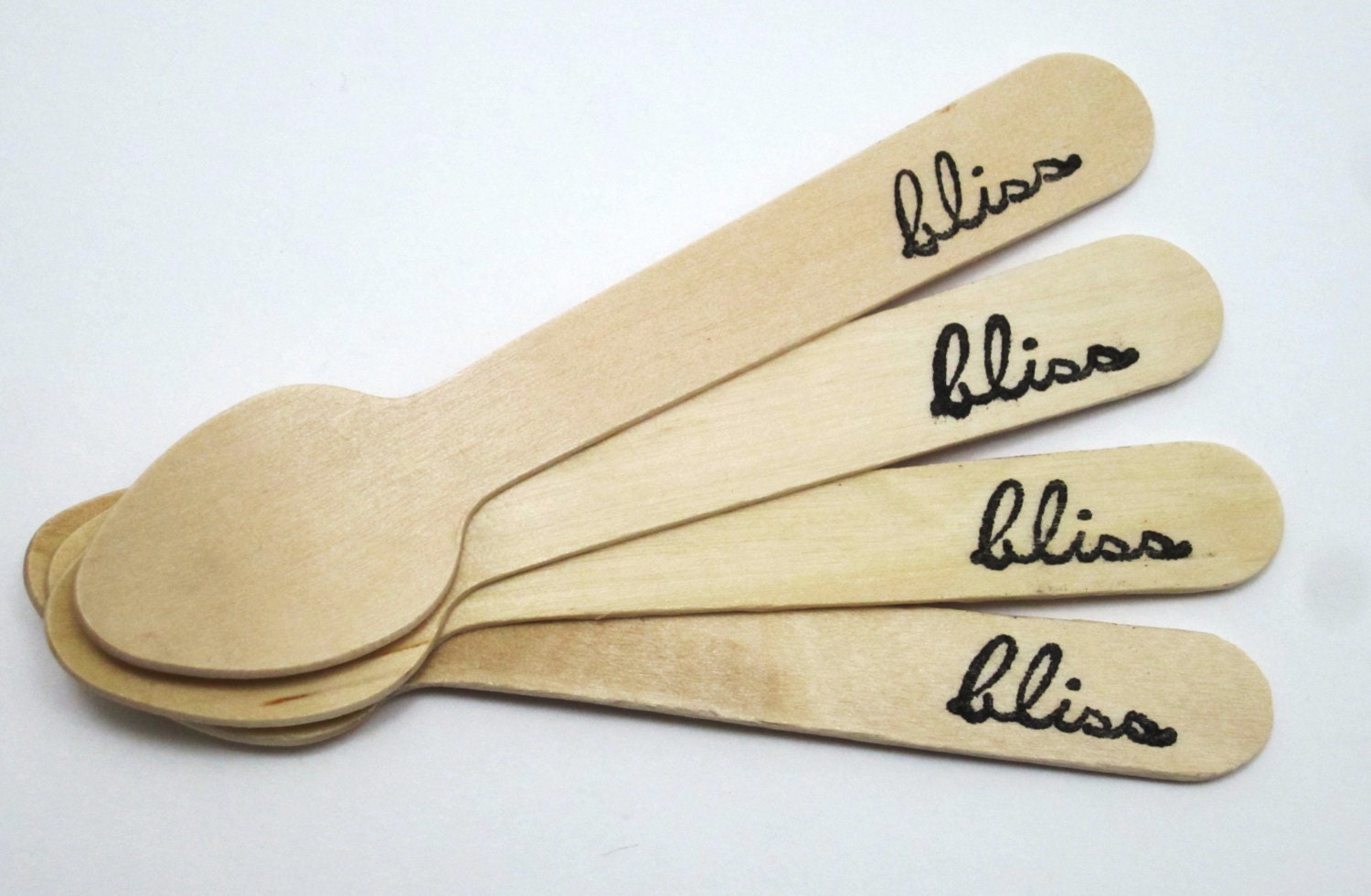 25 Wedded Bliss SMALL Wooden Ice Cream Spoons Rustic