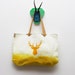 D E E R / Yellow& White cotton and leather tote bag