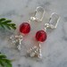 Elegant Red Beaded Dangle LeverBack Earrings, Silver Earrings, Silver Jewelry, Swarvoski Crystal,Womens Jewelry,Red Earrings,Dangle Earrings