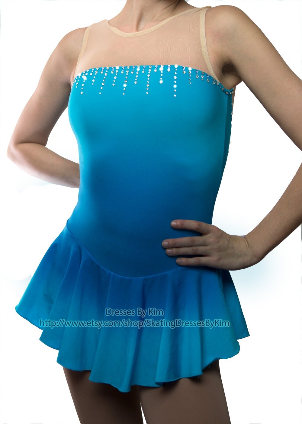 Custom Figure Skating Dress Ocean / Baton