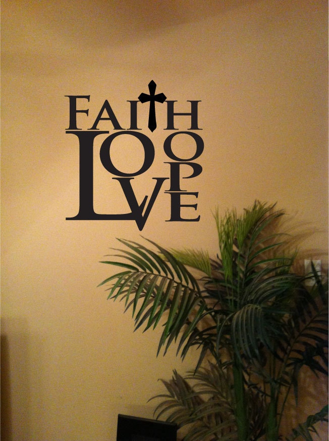 Faith Hope Love Vinyl Wall Art Decal Home Decor in 2 sizes