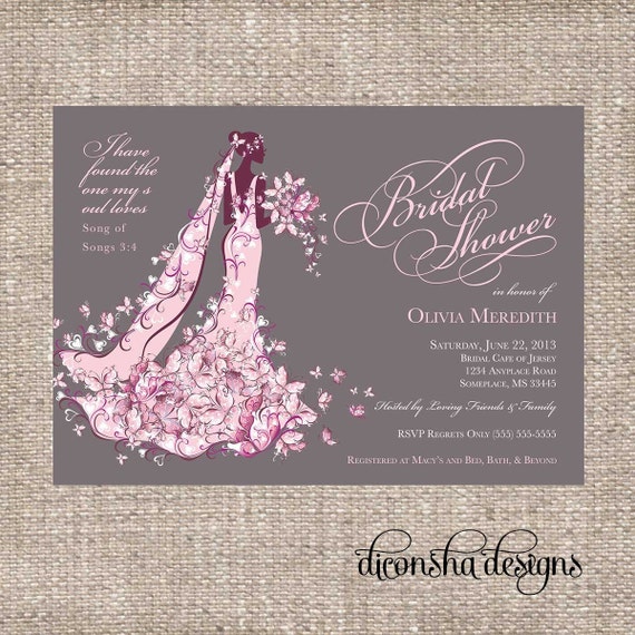 Elegant Christian Bridal Shower Invitation by DiconshaDesigns