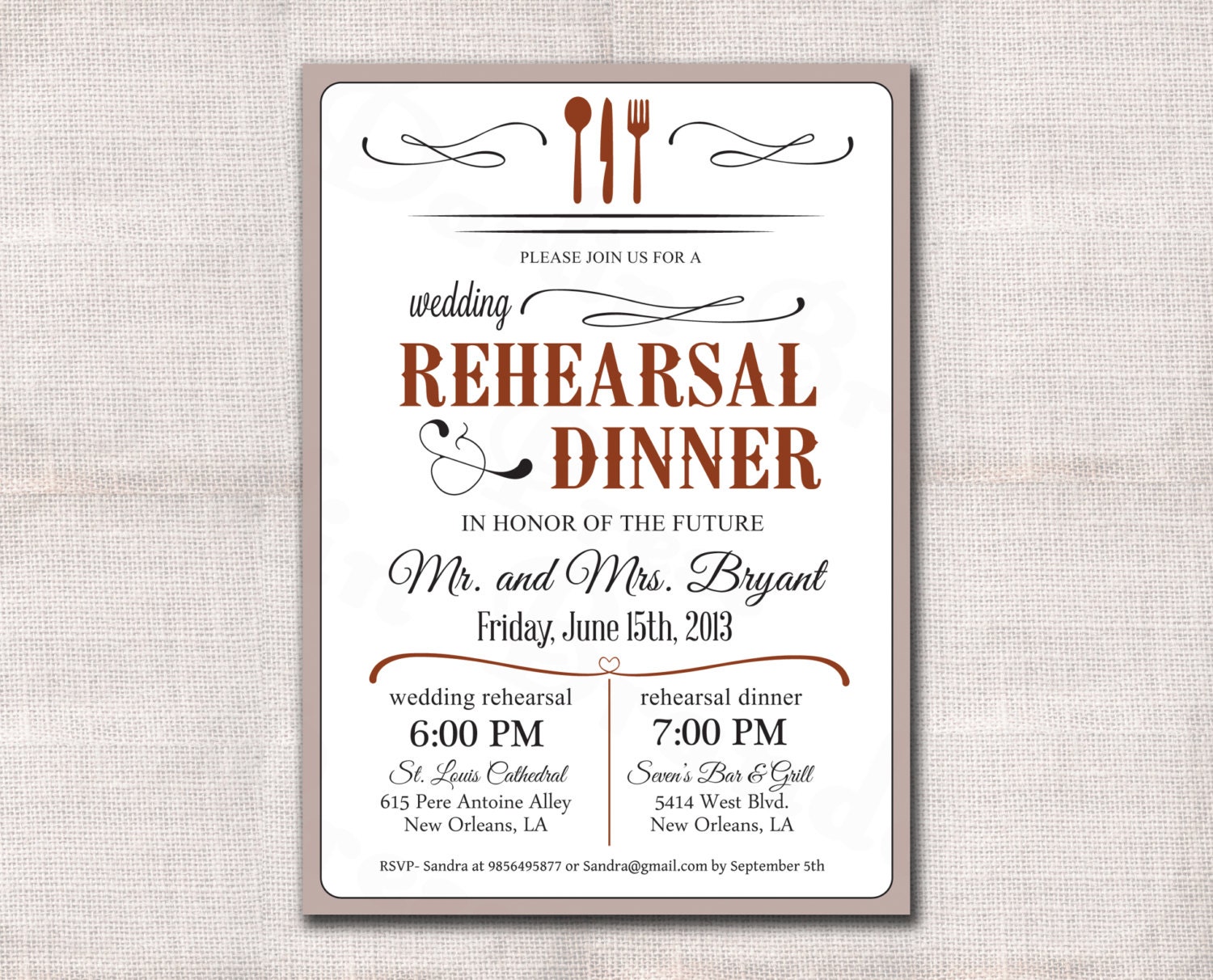 Printable Rehearsal Dinner Invitations 8