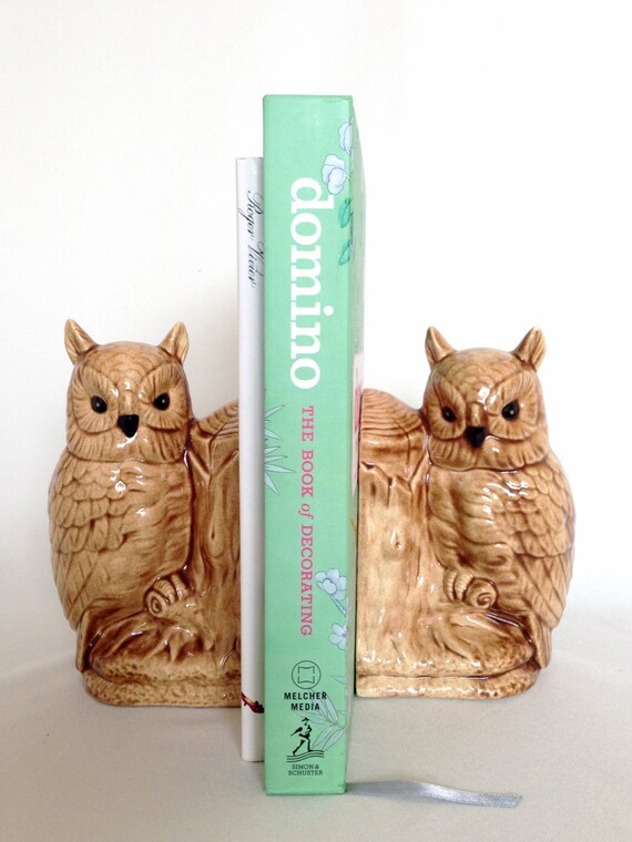 Vintage Owl Bookends Ceramic Owls by HarpersFlea on Etsy