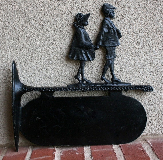 Vintage Wrought Iron Sign Post/Plaque For Address Or Family