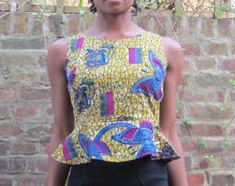 Orni Fashion Purple Bandhej Print Peplum Top main image 0