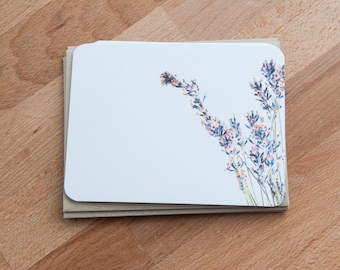 French Lavender Personalized Stationary, Eco Friendly stationery Set of 12 Note Cards, Gift for Her