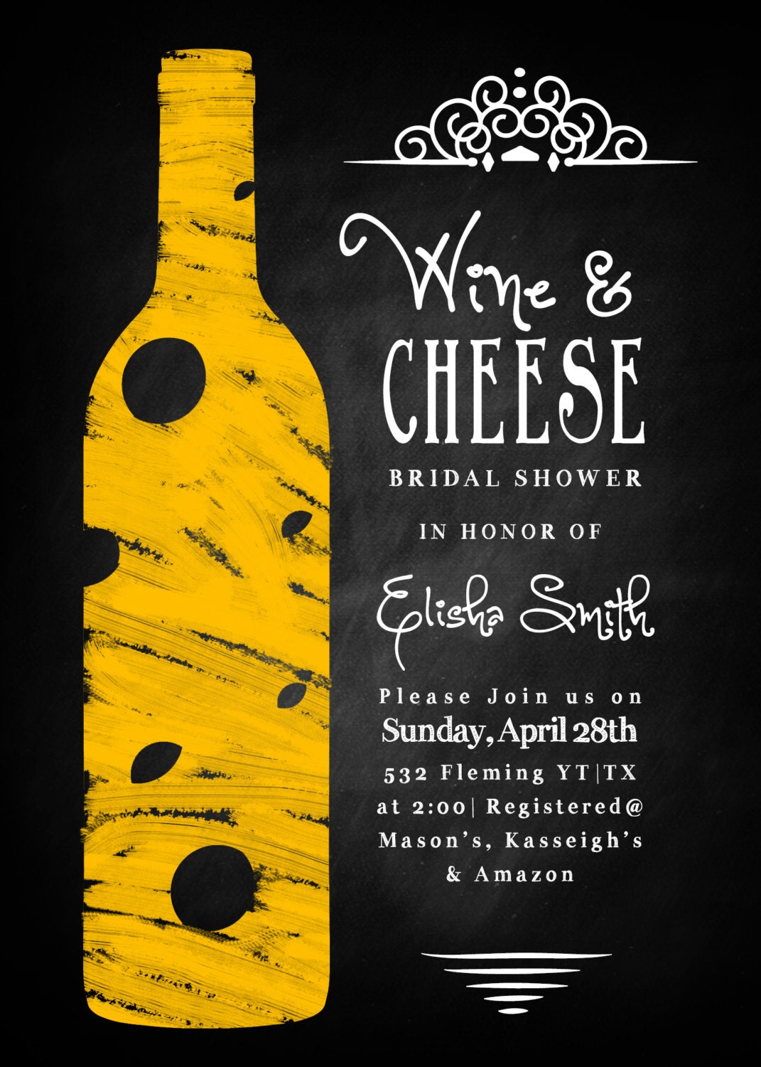 Wine & Cheese Bridal Shower Invitation by LeeshaLooDesignz