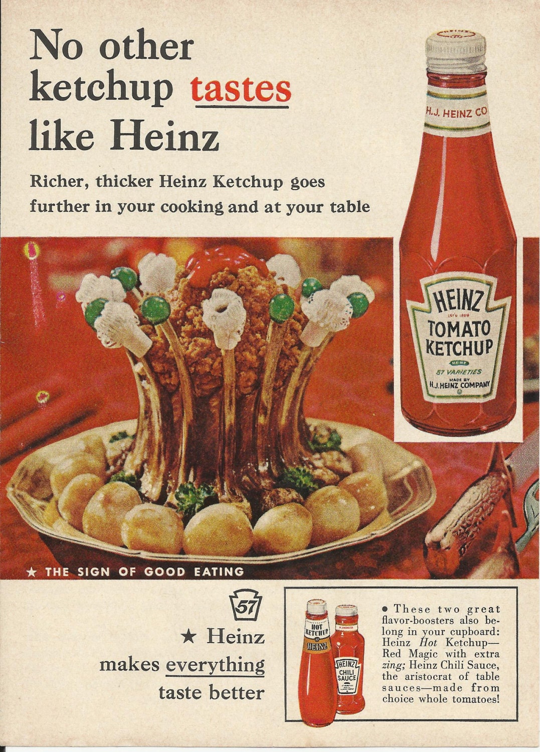 Heinz Tomato Ketchup Original 1960 Vintage Print Ad Color 1526