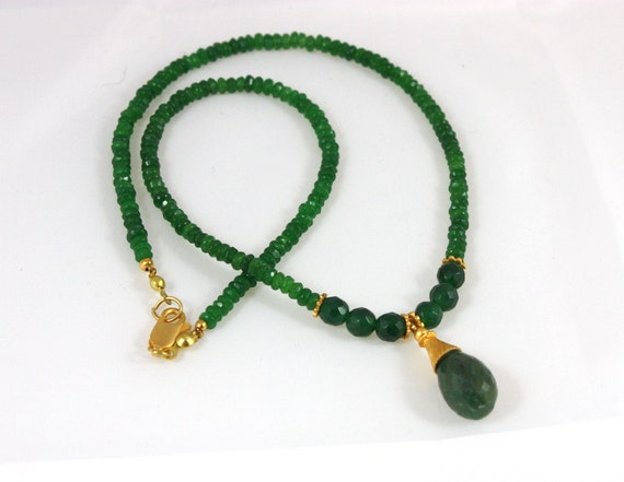 Genuine Emerald Necklace Gift Idea for her Ready to Ship