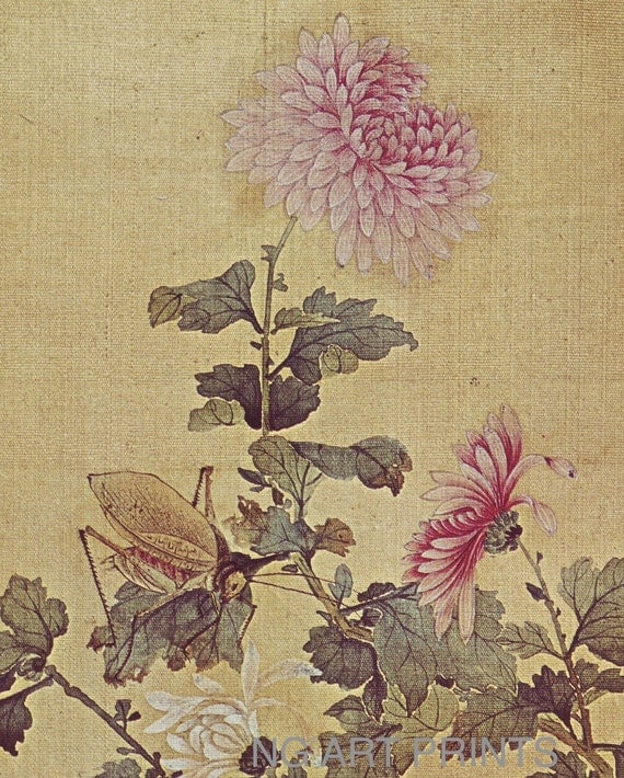 Vintage Asian Print Antique Chinese Print Botanical Wall