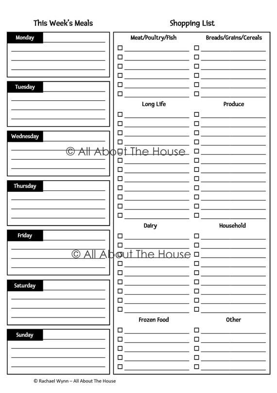 items similar to editable printable weekly menu and shopping list