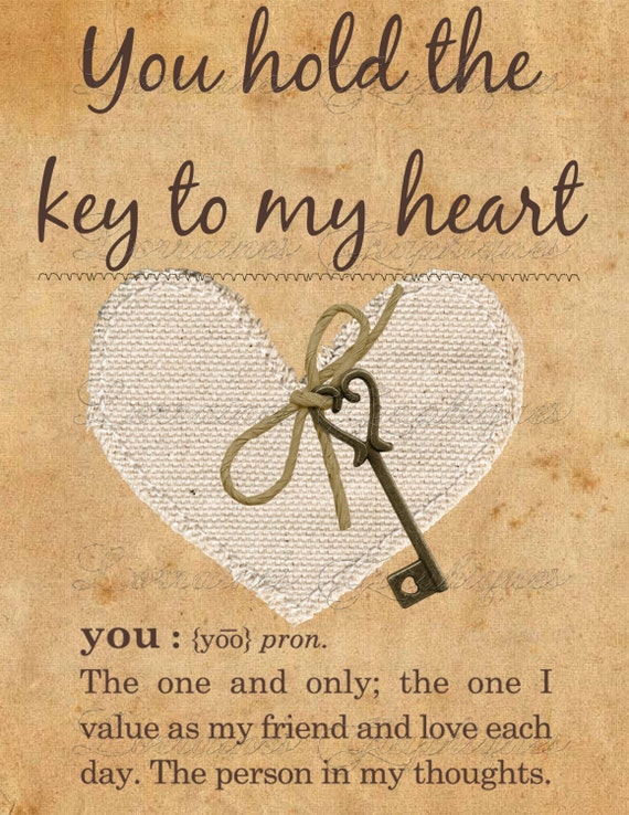 Items similar to You Hold the Key to My Heart Fine Art Print, Romantic ...