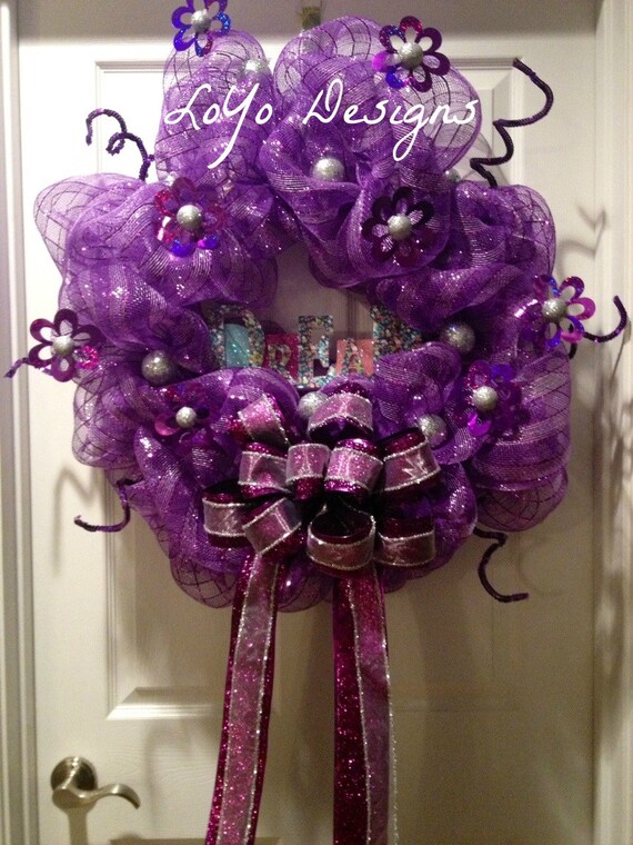 Items Similar To Purple Dream Deco Mesh Wreath On Etsy