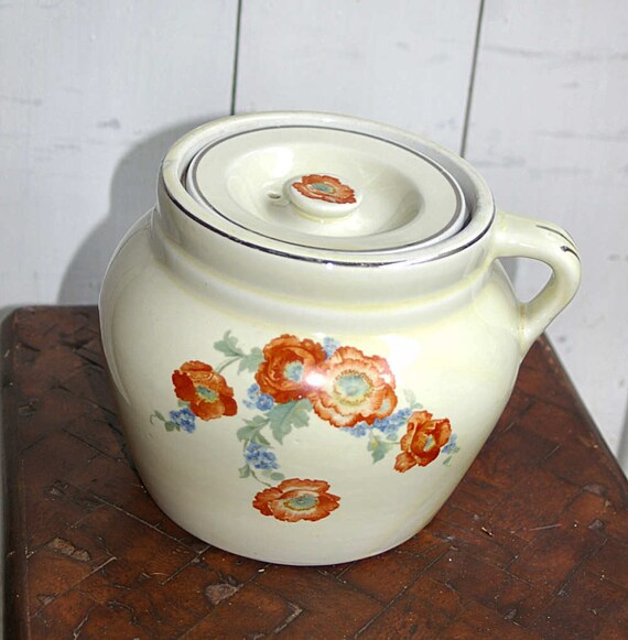 Halls Kitchenware Bean Pot Orange Poppy with by KickassStyle