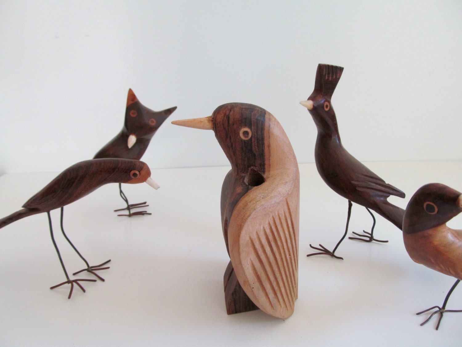 Mid Century Modern Wooden Bird Pencil/Pen Holder Desk