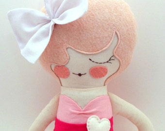 Primrose Special Edition 18" cloth doll, rag doll, customizable, pink with bow