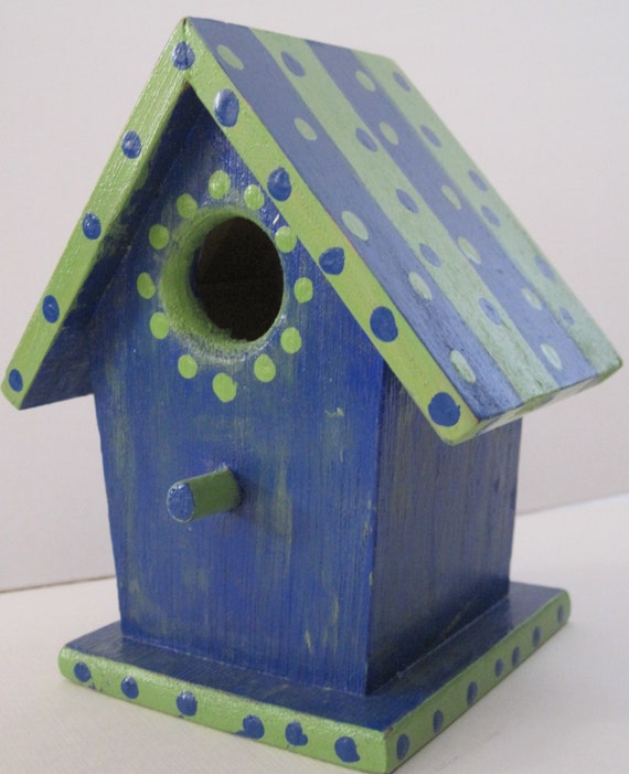 Hand Painted Wood Bird House