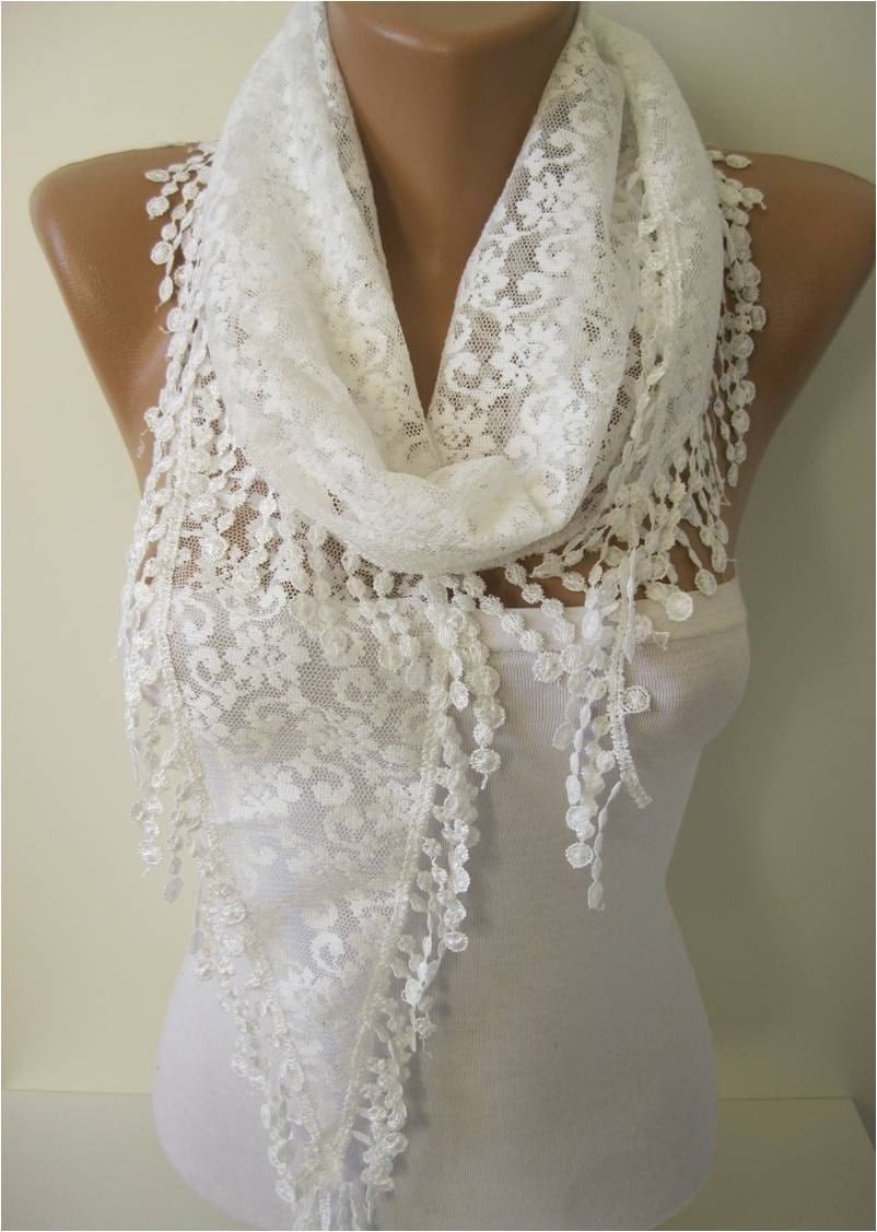 Lace scarf women scarves guipure fashion scarf by MebaDesign