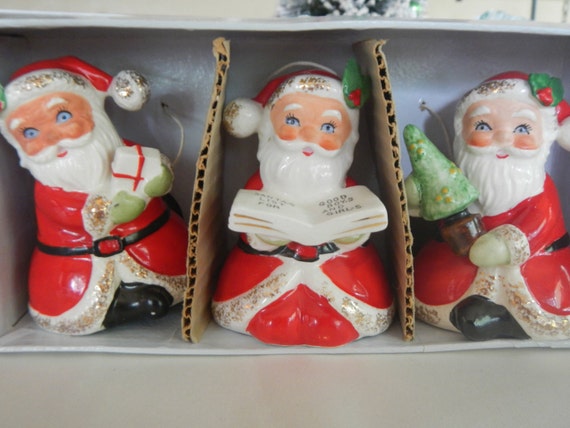 Items similar to MINT Vintage Lefton Christmas Santa Claus Bells w ...