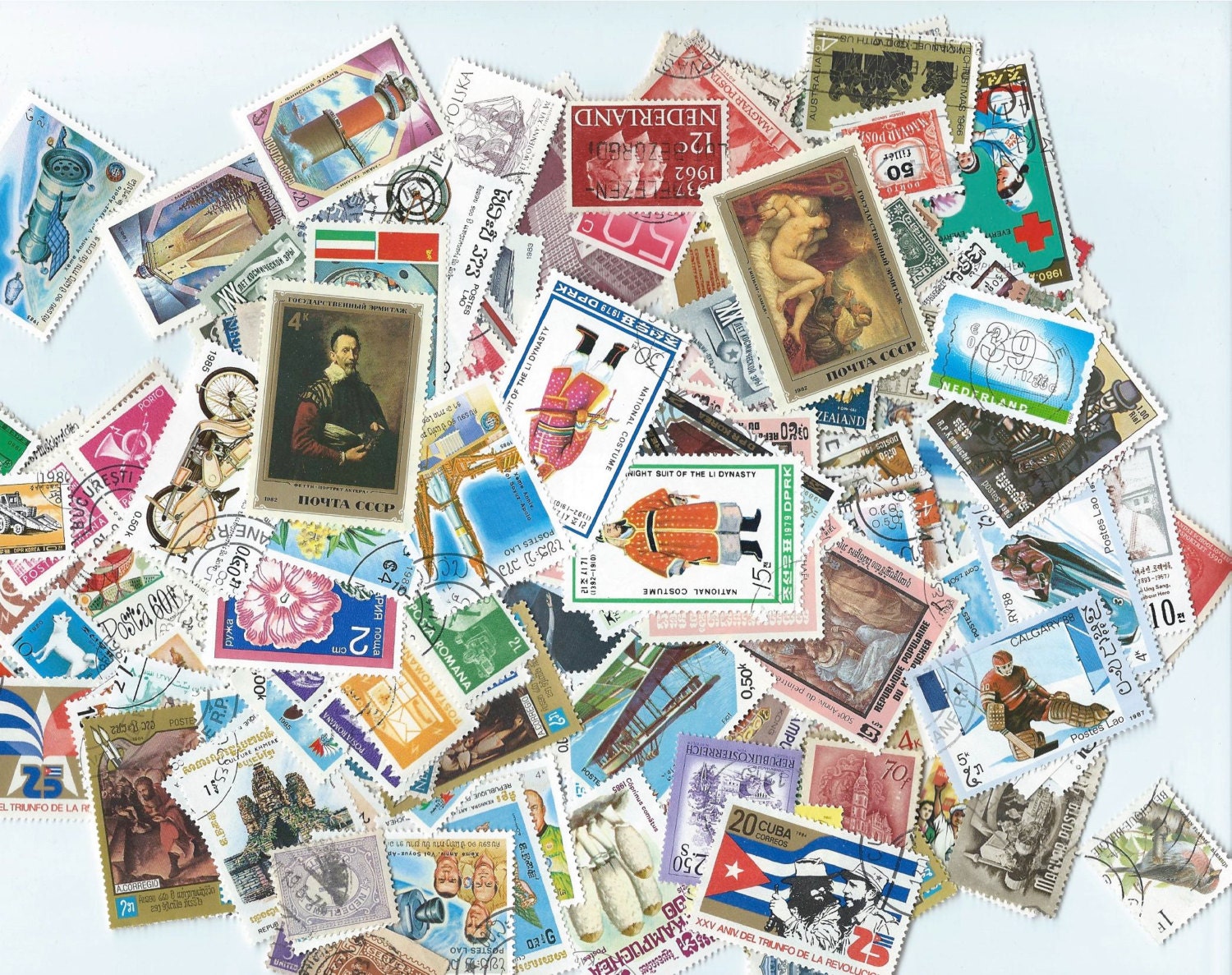 50 Postage Stamps Scrapbooking collage altered art