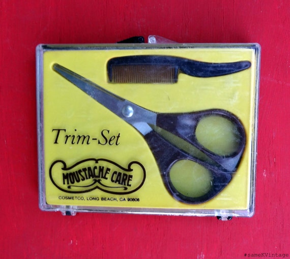Vintage Moustache Care TrimSet Kit Cosmetco California 1970s