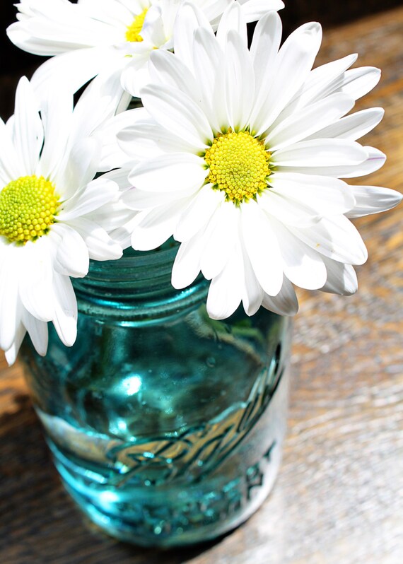 Items Similar To X Daisies In A Mason Jar Photo Photography Fine Art Print Mason Jar