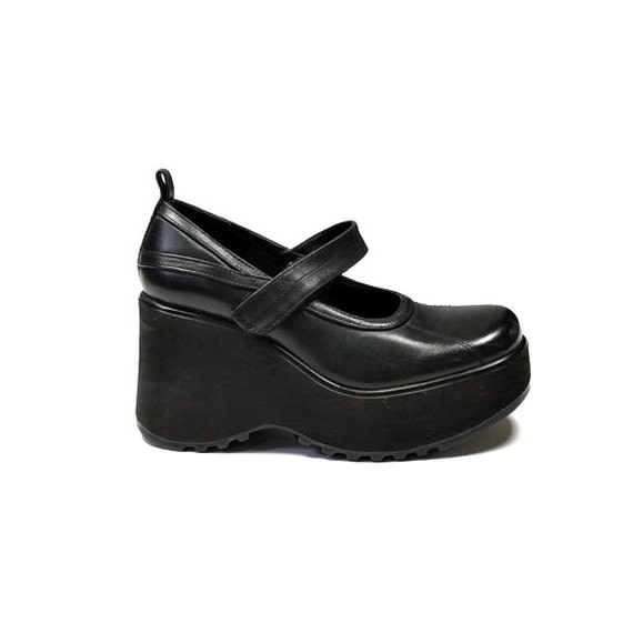 Items similar to 90s Steve Madden platform mary jane shoes, black ...