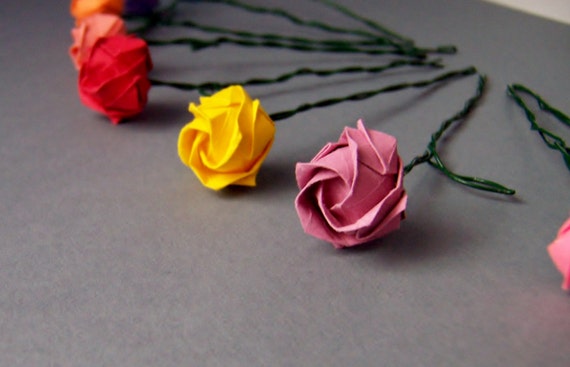 simple origami rose with stem