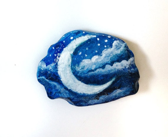 Items similar to Moon rock painted paperweight stone - painted rock ...