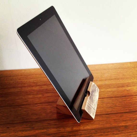 Ipad stand elm wood docking station for tablet. by WoodAndVintage