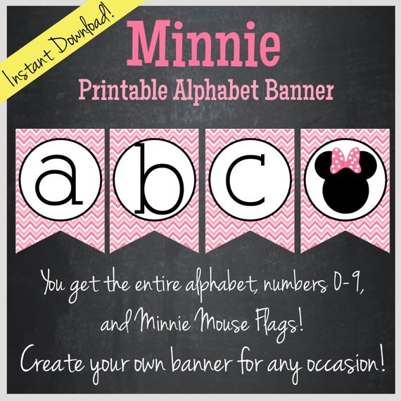 minnie mouse printable alphabet banner instant download