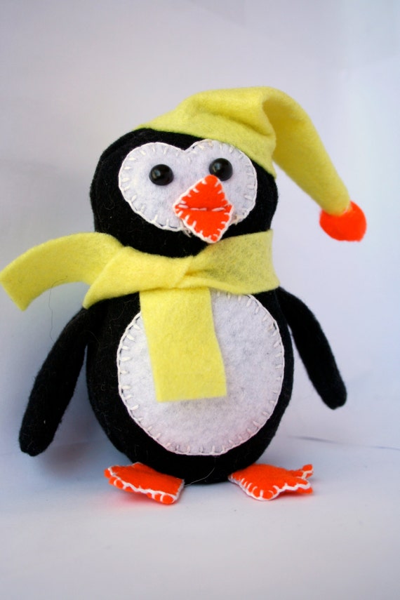 Items similar to Home Decor - Penny the Penguin - Felt Toy - Stuffed ...