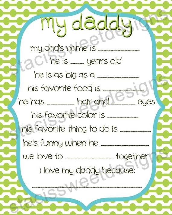 Items similar to My Daddy interview printable on Etsy