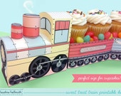 sweet treat train set - party centerpiece and favor box, holds cupcakes, candy, Easter eggs etc - printable PDF kit - INSTANT download Il_170x135