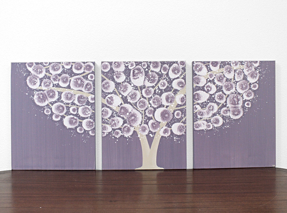 Art for Girl Nursery Purple Tree Wall Art Original Acrylic