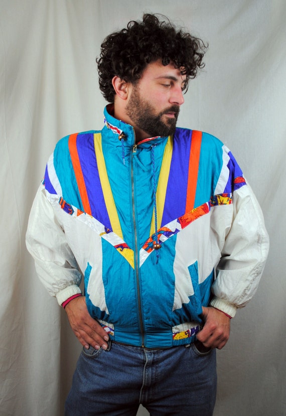 Vintage 80s Windbreaker Rainbow Jacket Coat