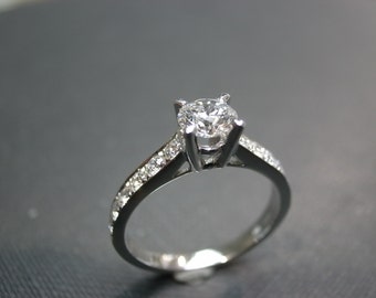 Solitaire Diamond Wedding Engagement Ring Band Women Jewelry Gift Jewellery Rings Custom Made in 14K White Gold / Yellow Gold / Rose Gold