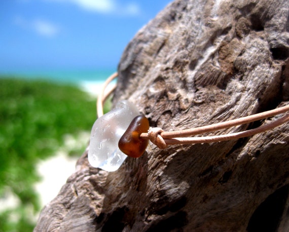 Hawaiian Clear Beach Glass And Amber Brown Beach Glass Tiny On 