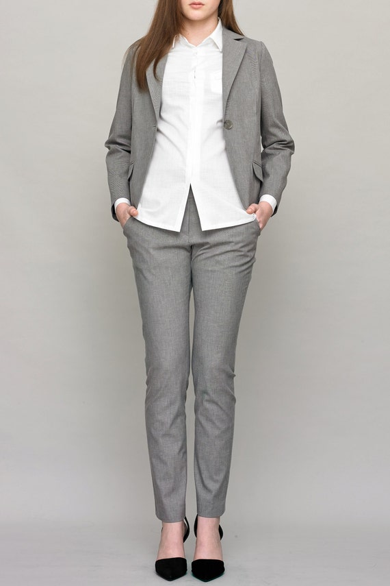 Gray Blazer Women Linen Blazer Women Women by garylindesign