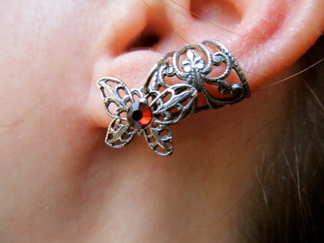 Silver Ear Cuff Earring Sterling Ear Cuff Gothic by NouveauDreams