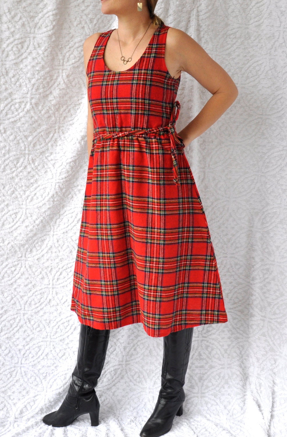 70s Plaid JUMPER Shirt Dress/ Boho Hippie by NettysGirlVintage